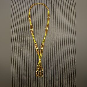 Handcrafted Beaded Necklace - Yellow and Brown